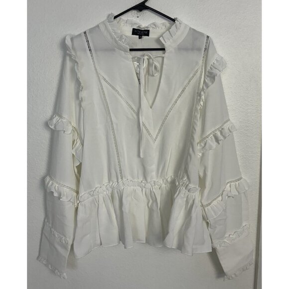 In The Style x Lorna Luxe ruffle trim blouse in white Size 20 New - Picture 14 of 16